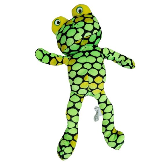 Kellytoy Frog 16 in Plush Spotted Toad Green Yellow Long Legs Stuffed Animal Toy - Picture 1 of 6